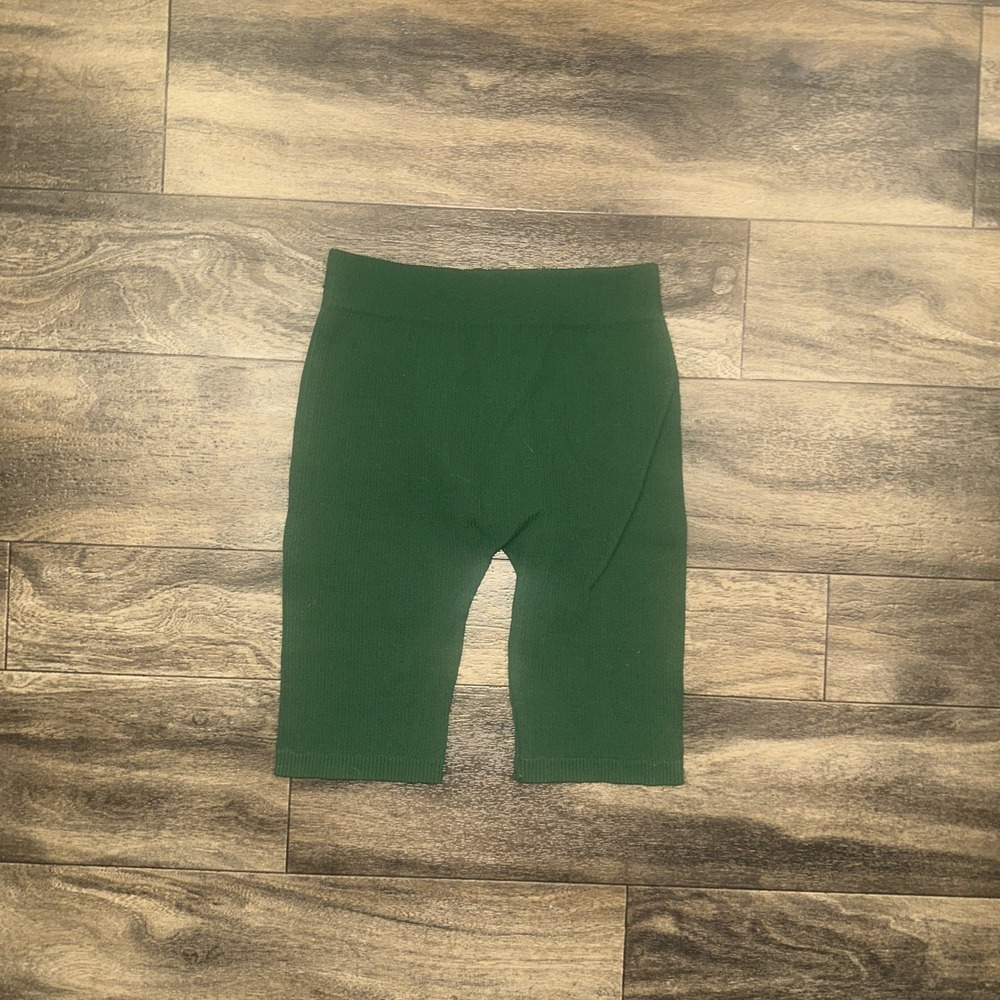 ZARA Women's Medium-Large Active Wear Ribbed Biker Shorts Athleisure Green Gym